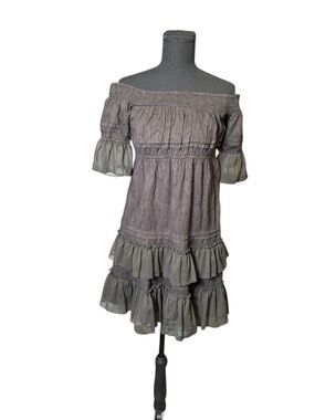Free People Gray Women’s off the shoulder tiered Dress